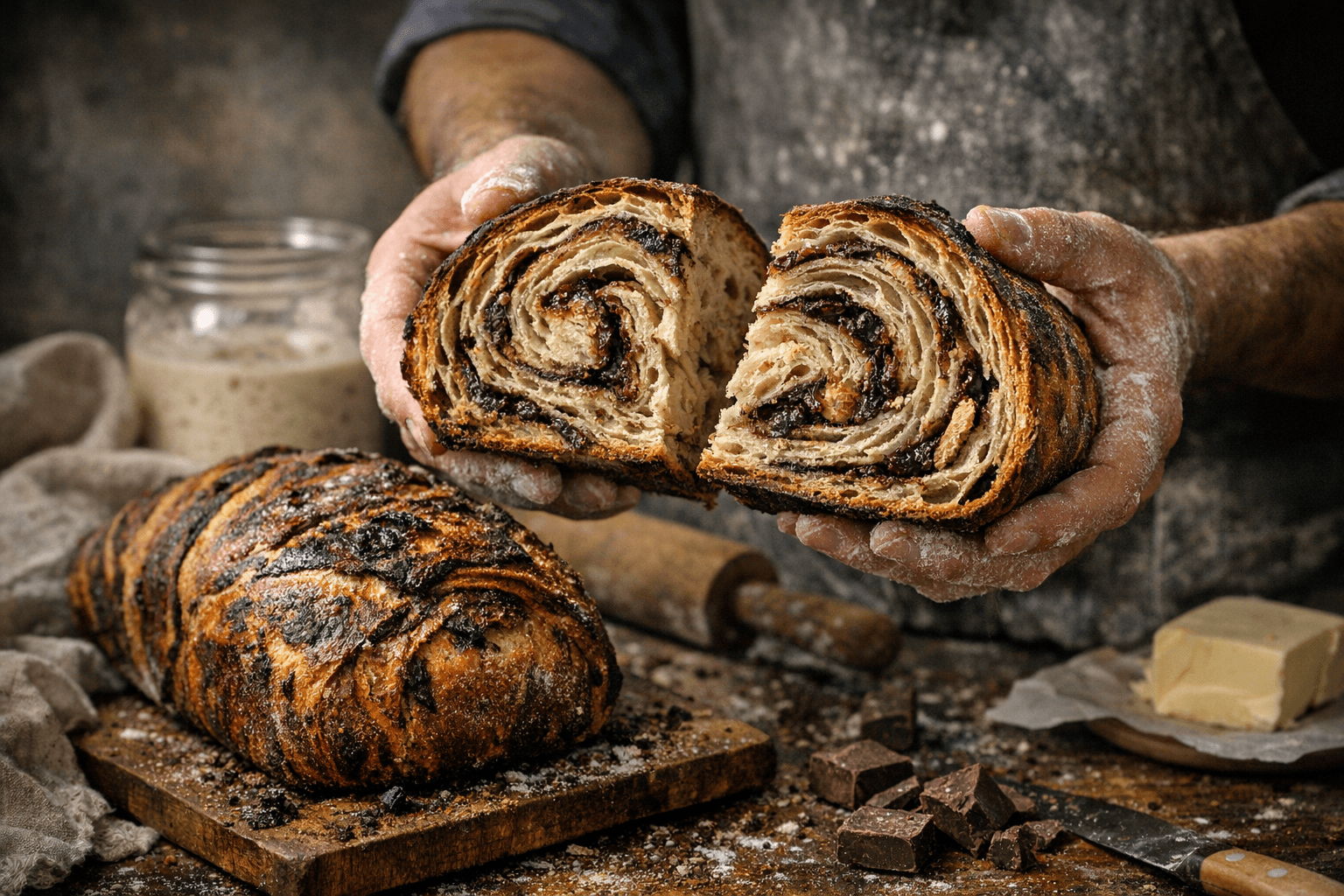 Viral Chocolate Croissant Sourdough Loaf Bridges Croissant Technique and Starter Baking