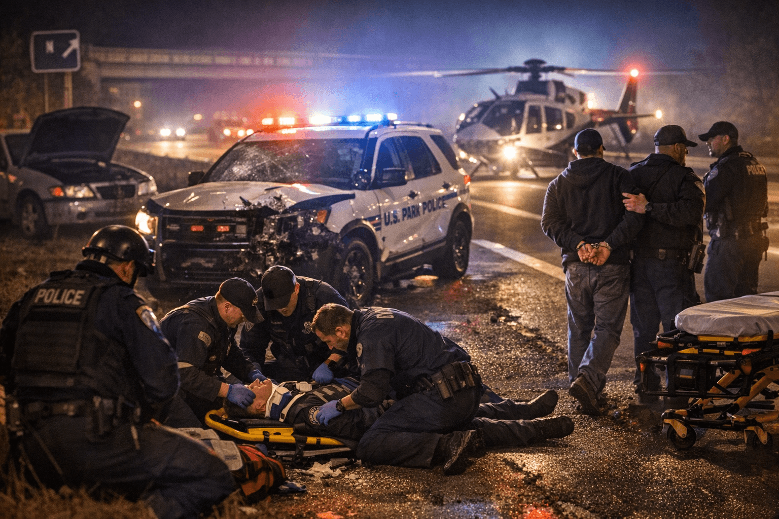 U.S. Park Police Officer Struck Near 410 Ramp; Two Arrested