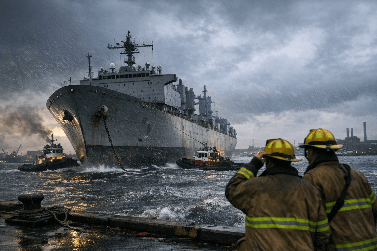Laid-up Military Ship Broke Free During Gale in Baltimore