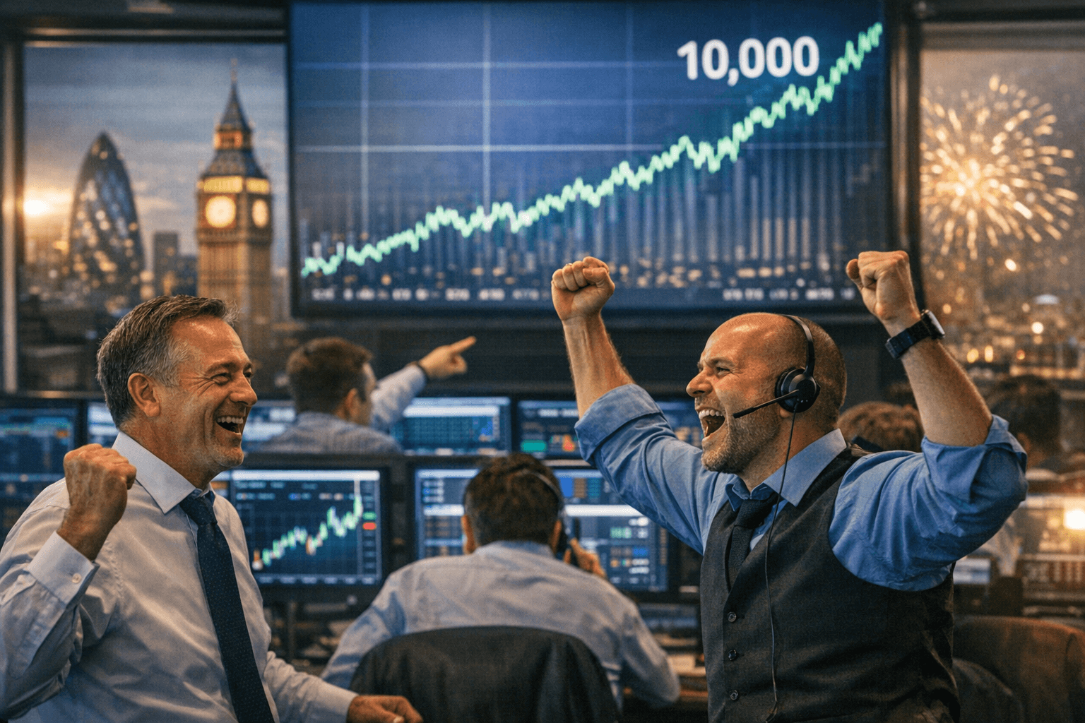 FTSE 100 Tops 10,000 for First Time as Markets Open 2026 Risk-On