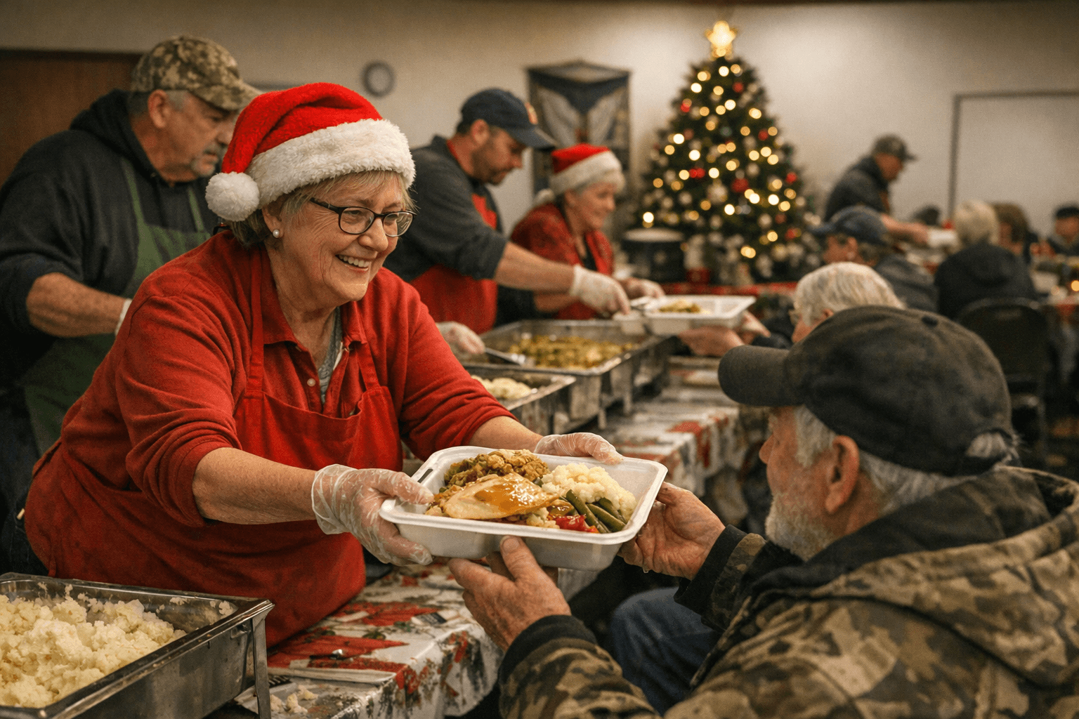 Bagley Volunteers Serve 300 Meals at Christmas Dinner Tradition