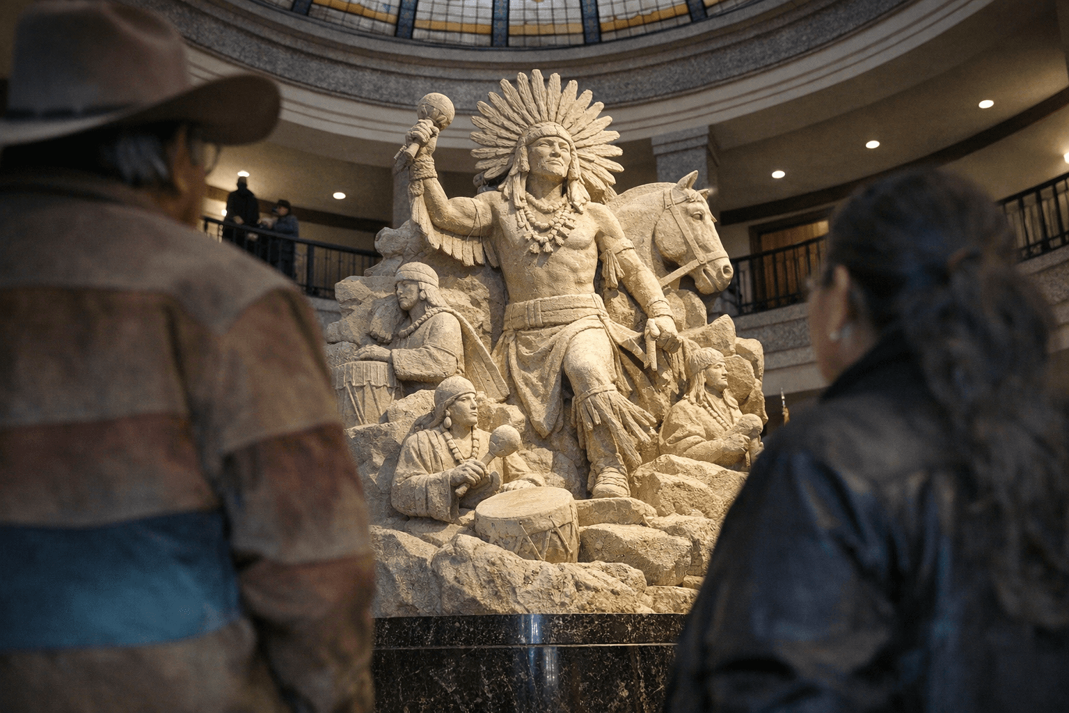 New Limestone Sculpture Installed in McKinley County Courthouse Rotunda