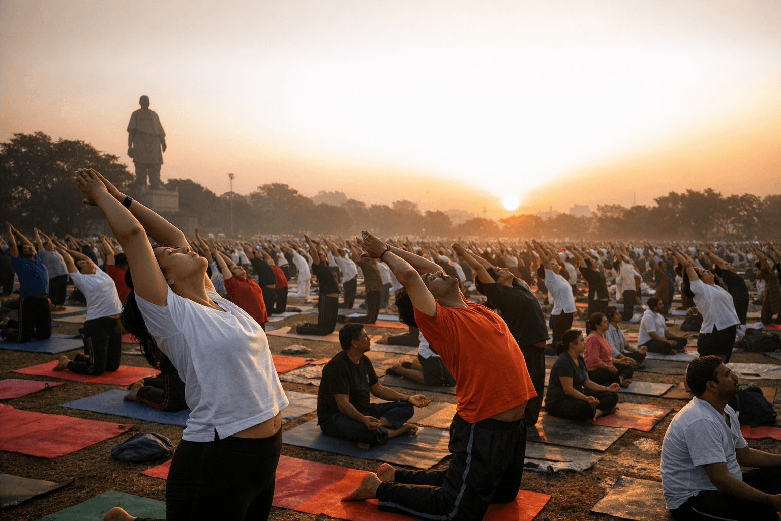Gujarat Runs Mass Surya Namaskar and Meditation Session on New Year Morning