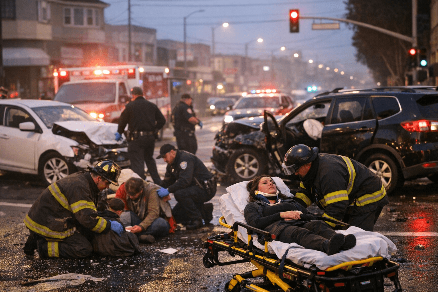 Four Hospitalized After Two-Vehicle Crash on Mission Street