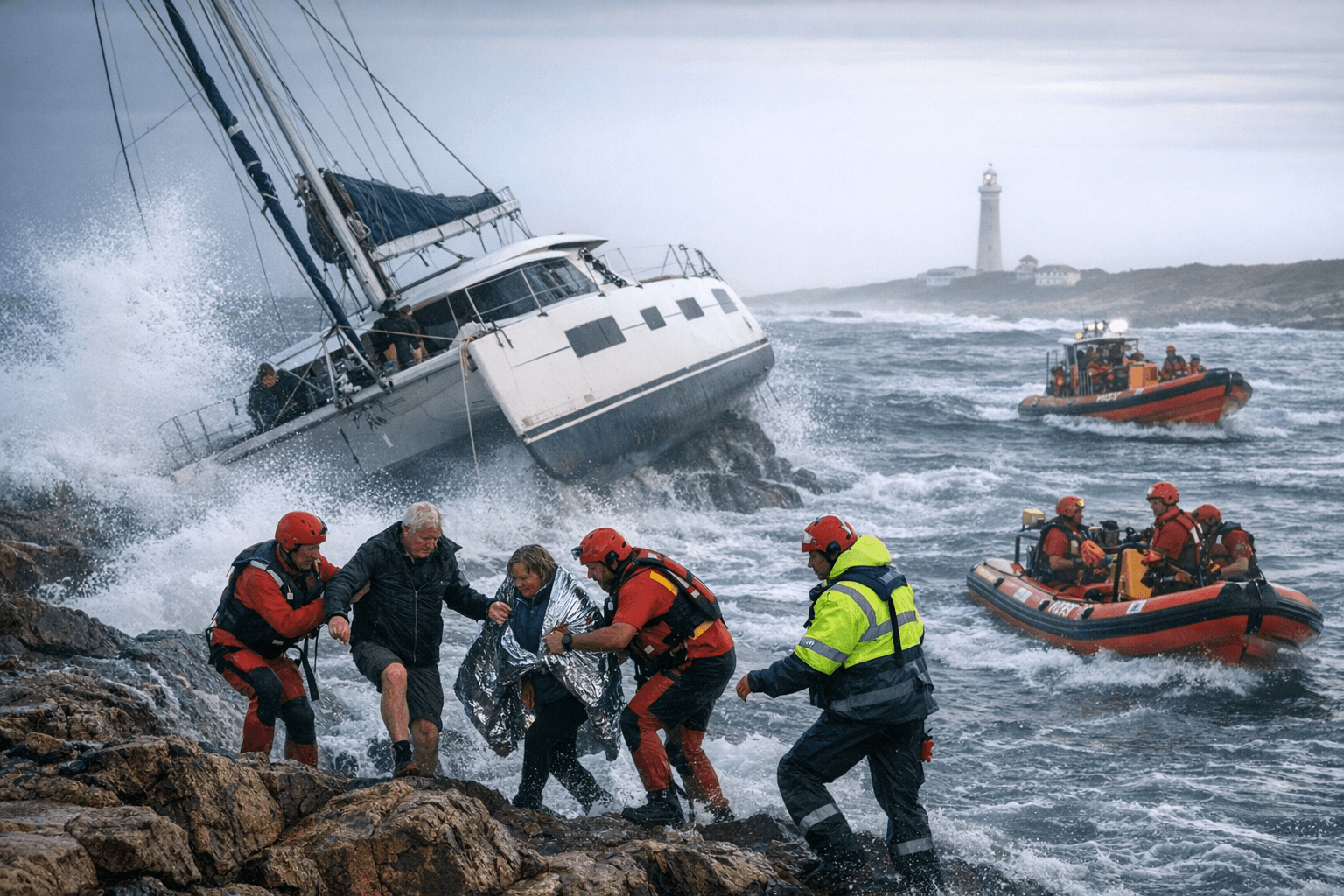 Rapid Rescue After Catamaran Grounds at Seal Point, Cape St Francis
