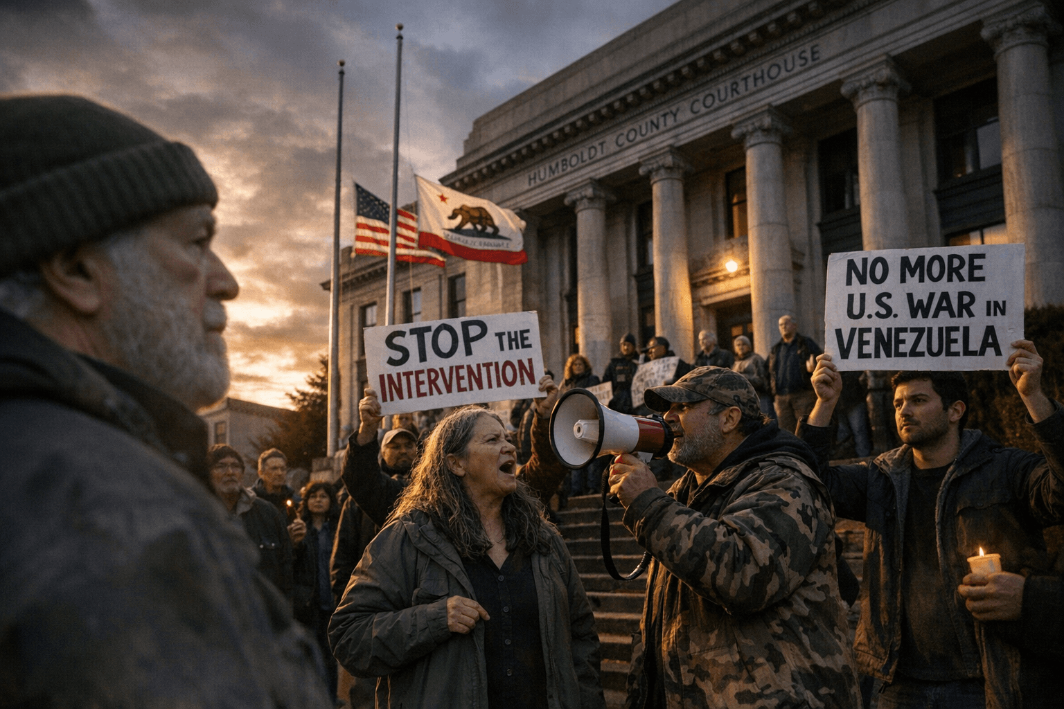 Humboldt Demonstrators Demand Congressional Oversight After Venezuela Operation