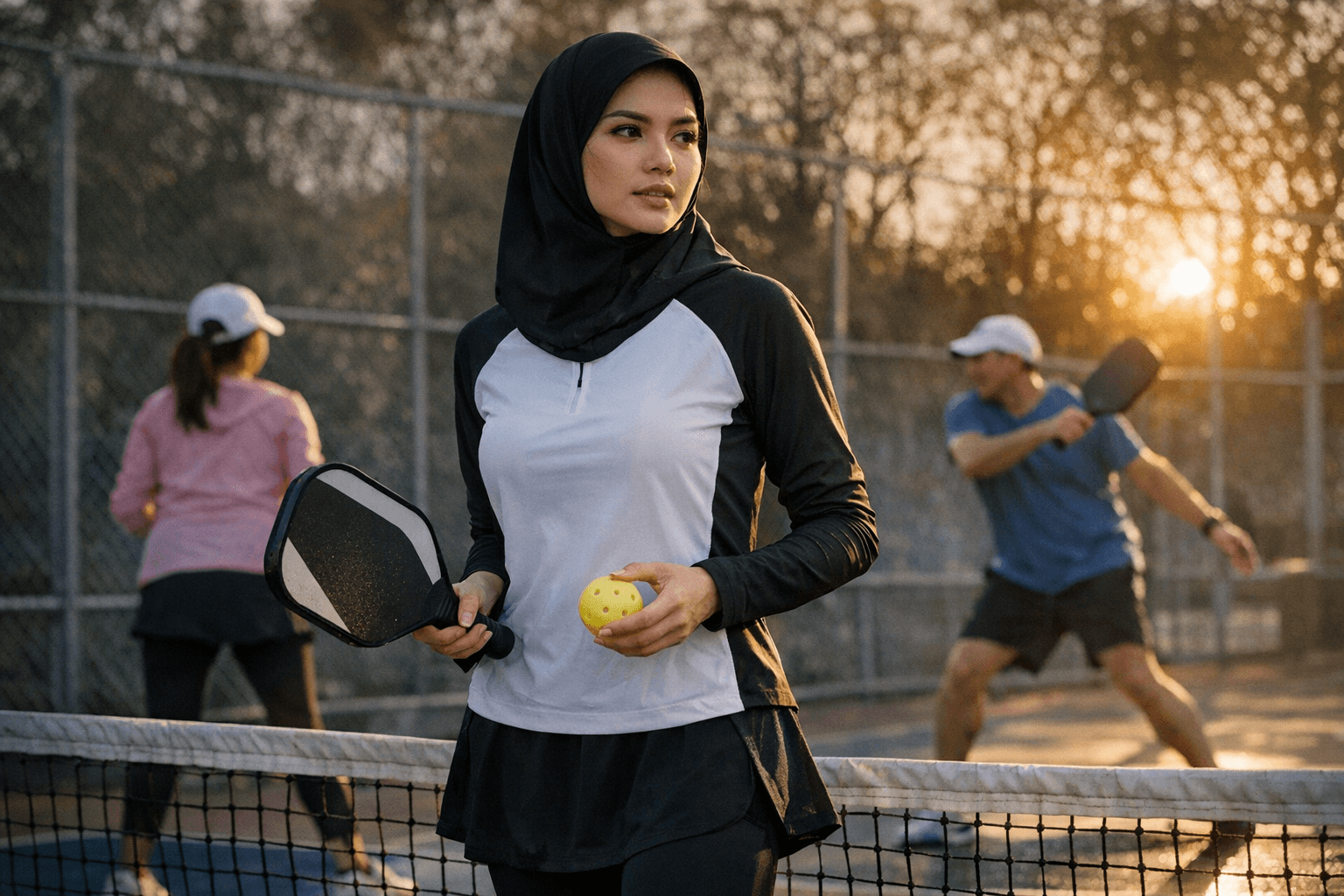 Á hậu Diễm Trang Brings Modest Sportswear to Pickleball Courts