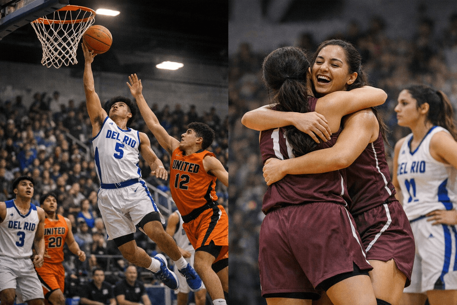 Del Rio and United Split District Basketball Games in Competitive Night