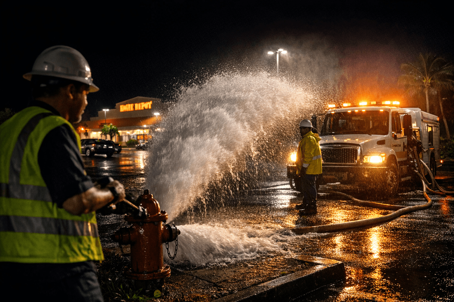 County water department conducted late-night hydrant test in Hilo