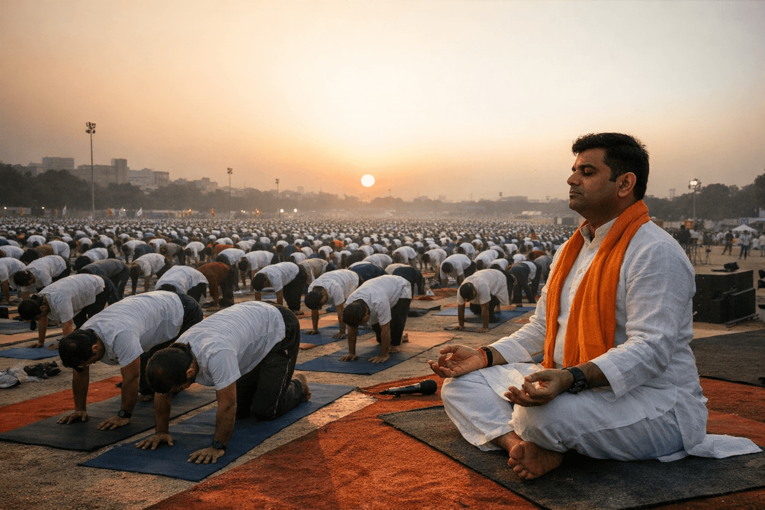 Over 100,000 Join Gujarat Surya Namaskar and Meditation Drive