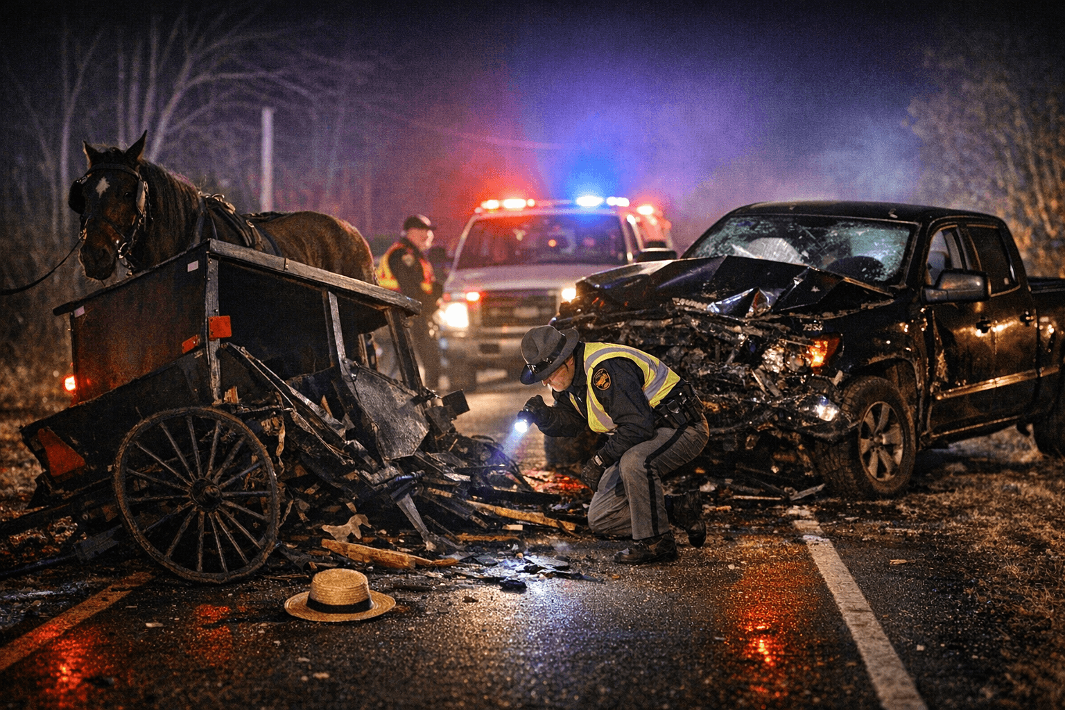 Midnight Collision Between Pickup and Amish Buggy Near Hamden Raises Safety Concerns
