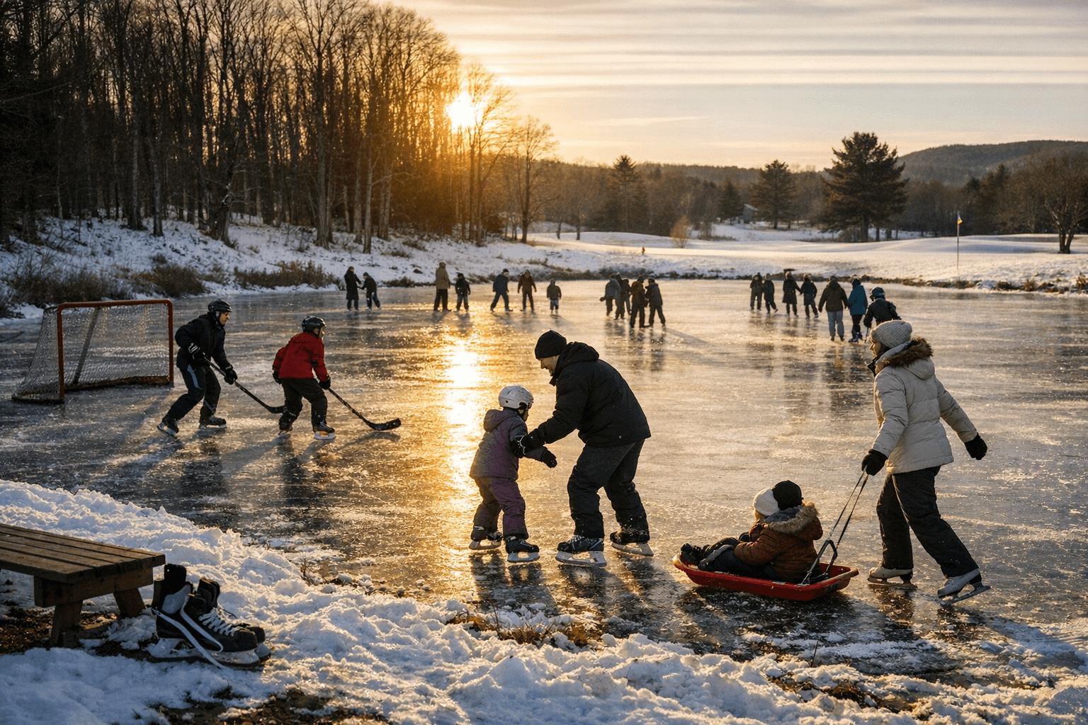 Newport Relocates Skating to Golf Course Pond Amid Drought