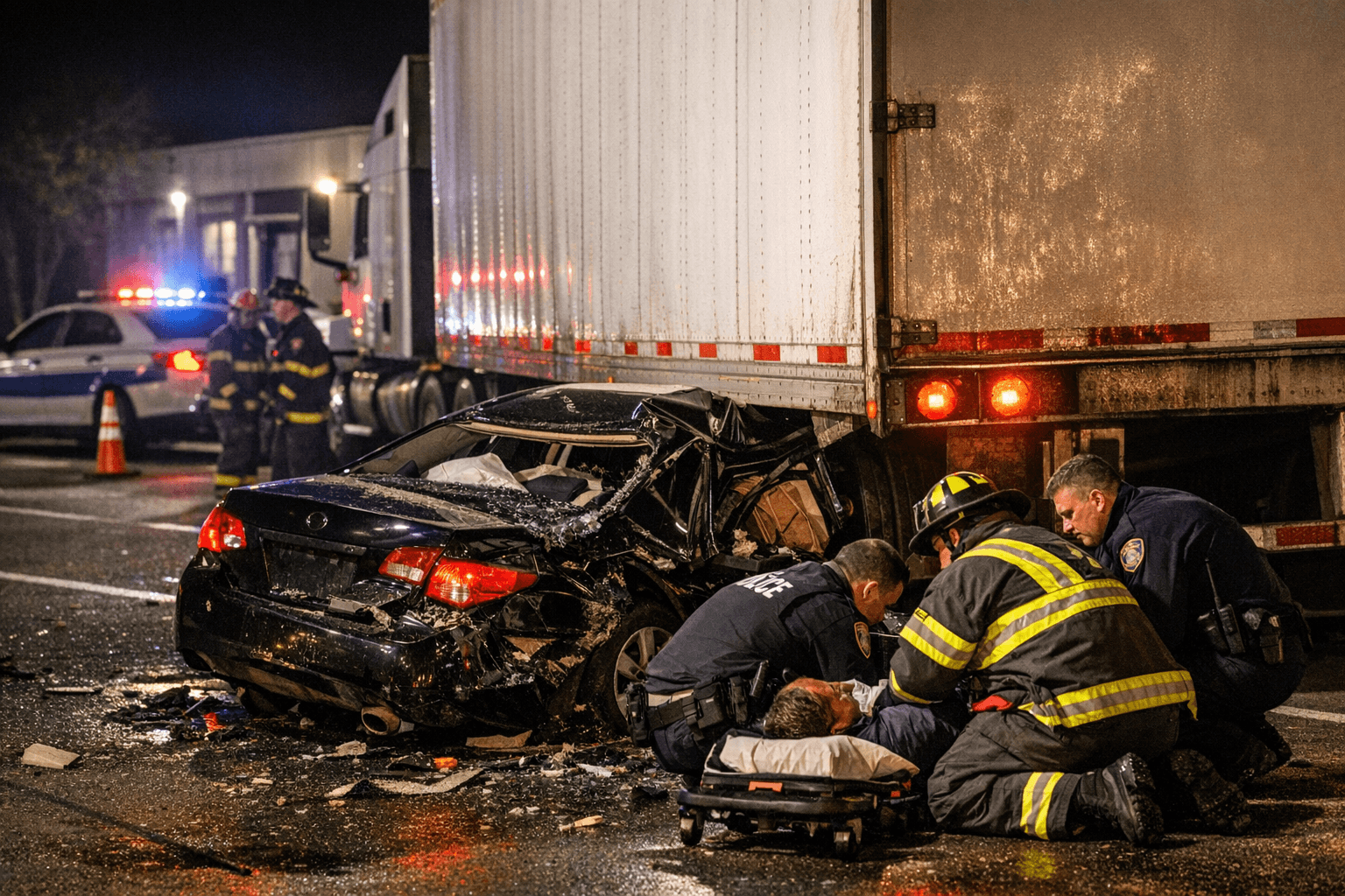 Tractor Trailer Backing Maneuver Injures Driver on Veterans Memorial Highway