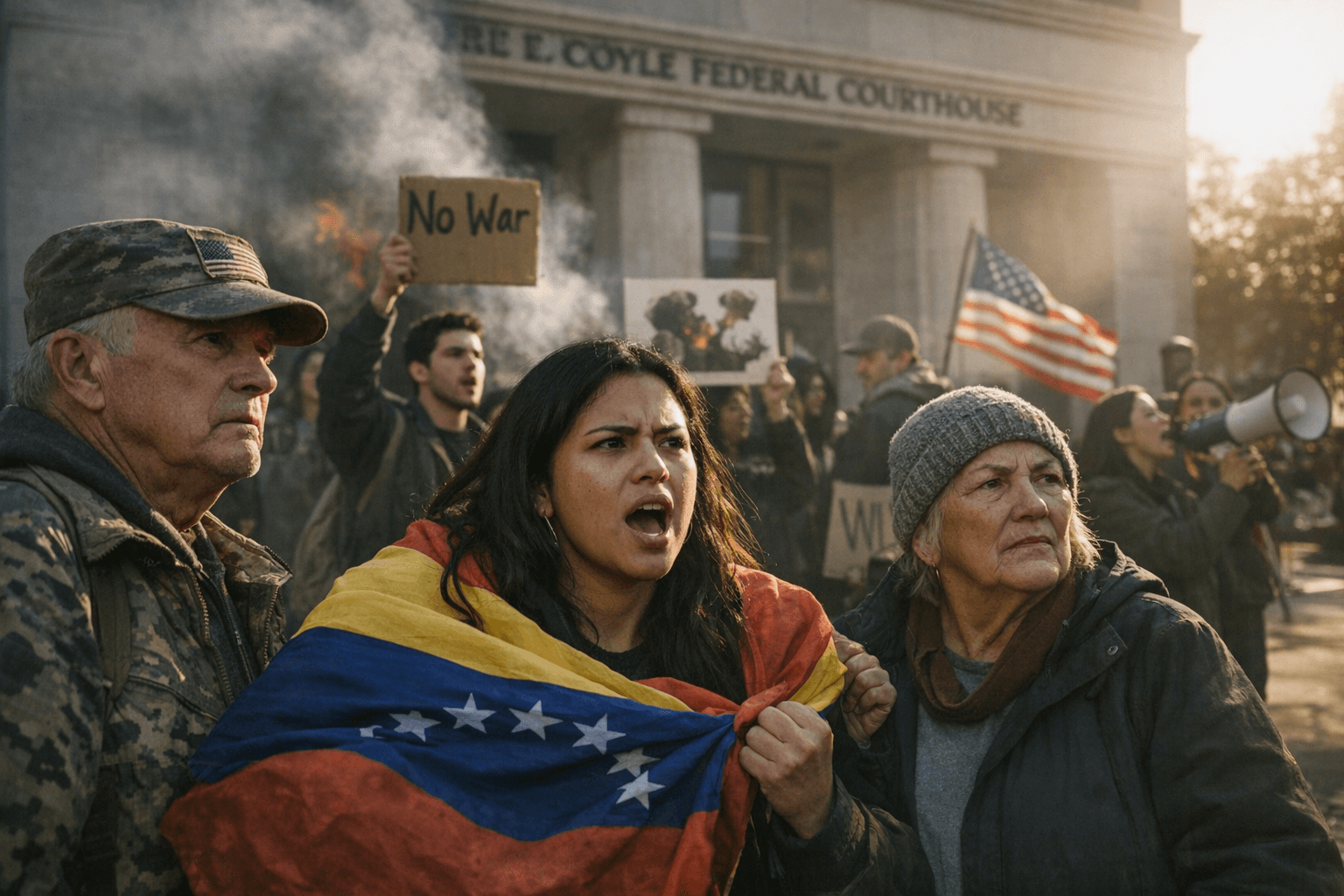 Fresno Protesters Oppose U.S. Military Action in Venezuela