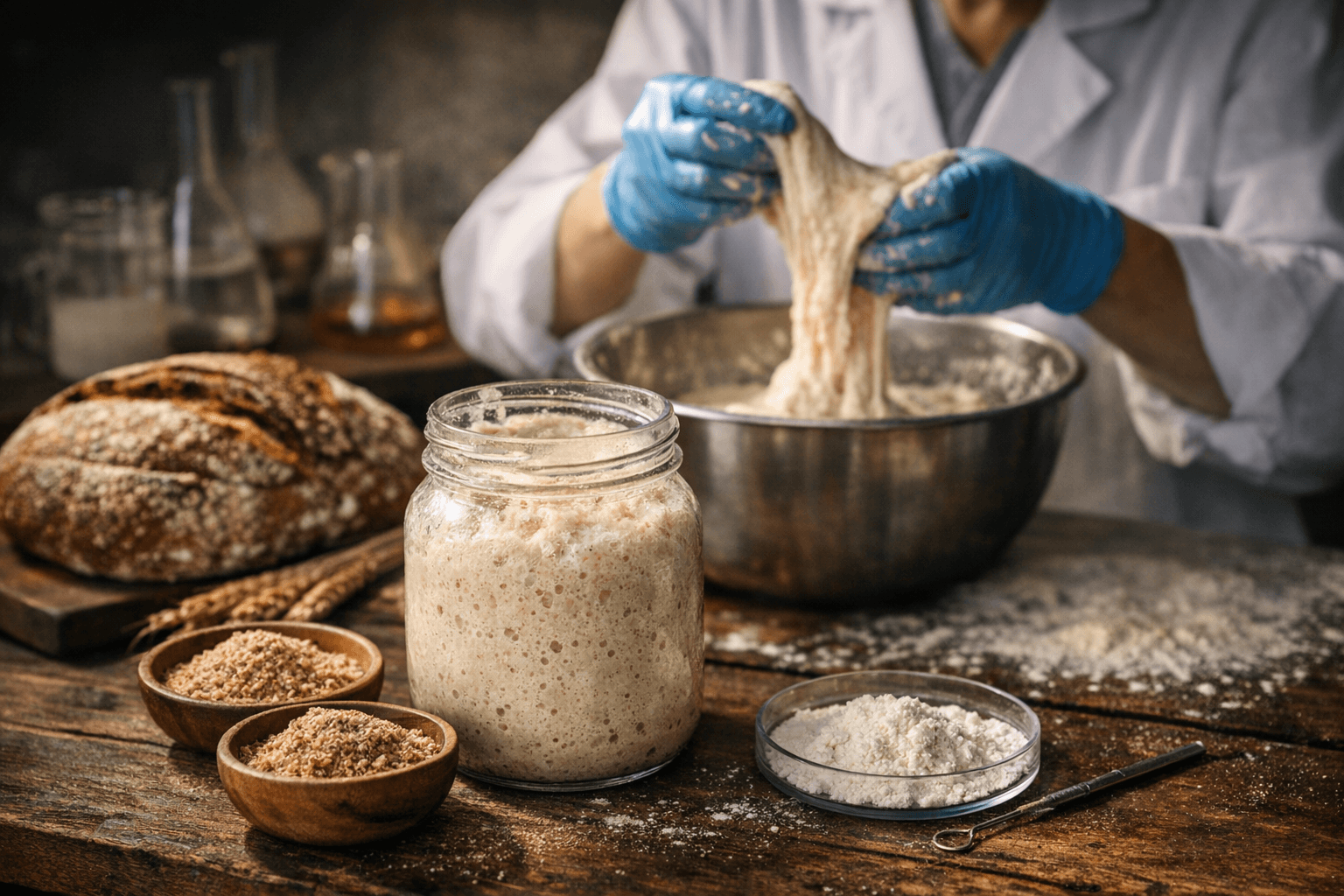 Cereal derivatives and probiotic strain improve sourdough functionality