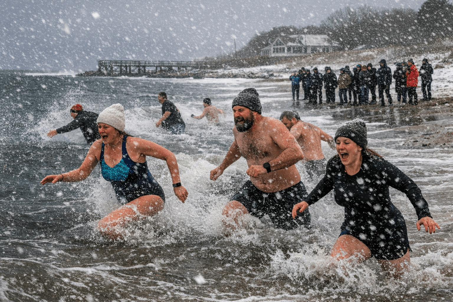Community polar plunge kicks off ocean stewardship at Round Hill