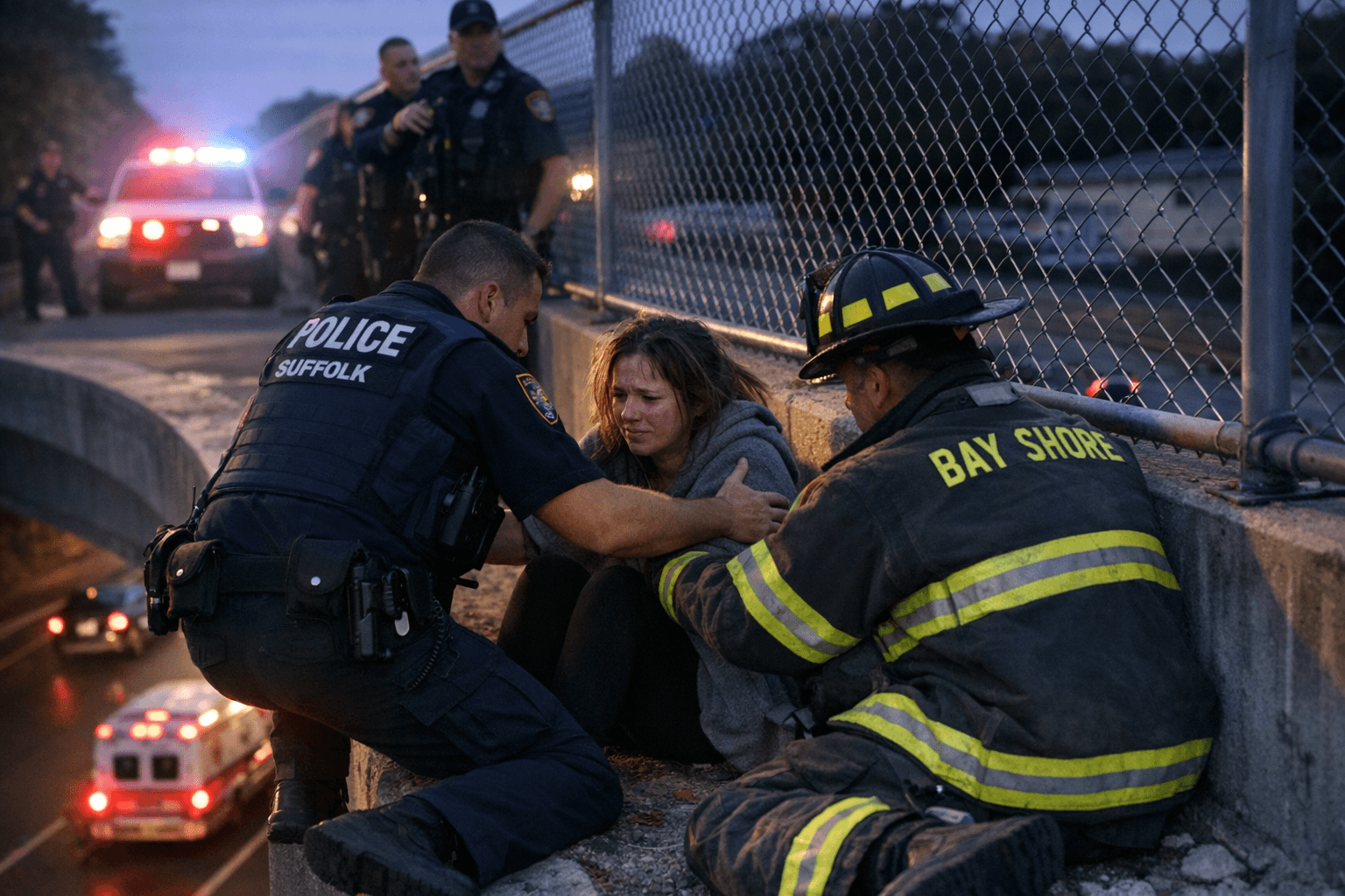 Bay Shore crews prevent worse injuries after overpass jump