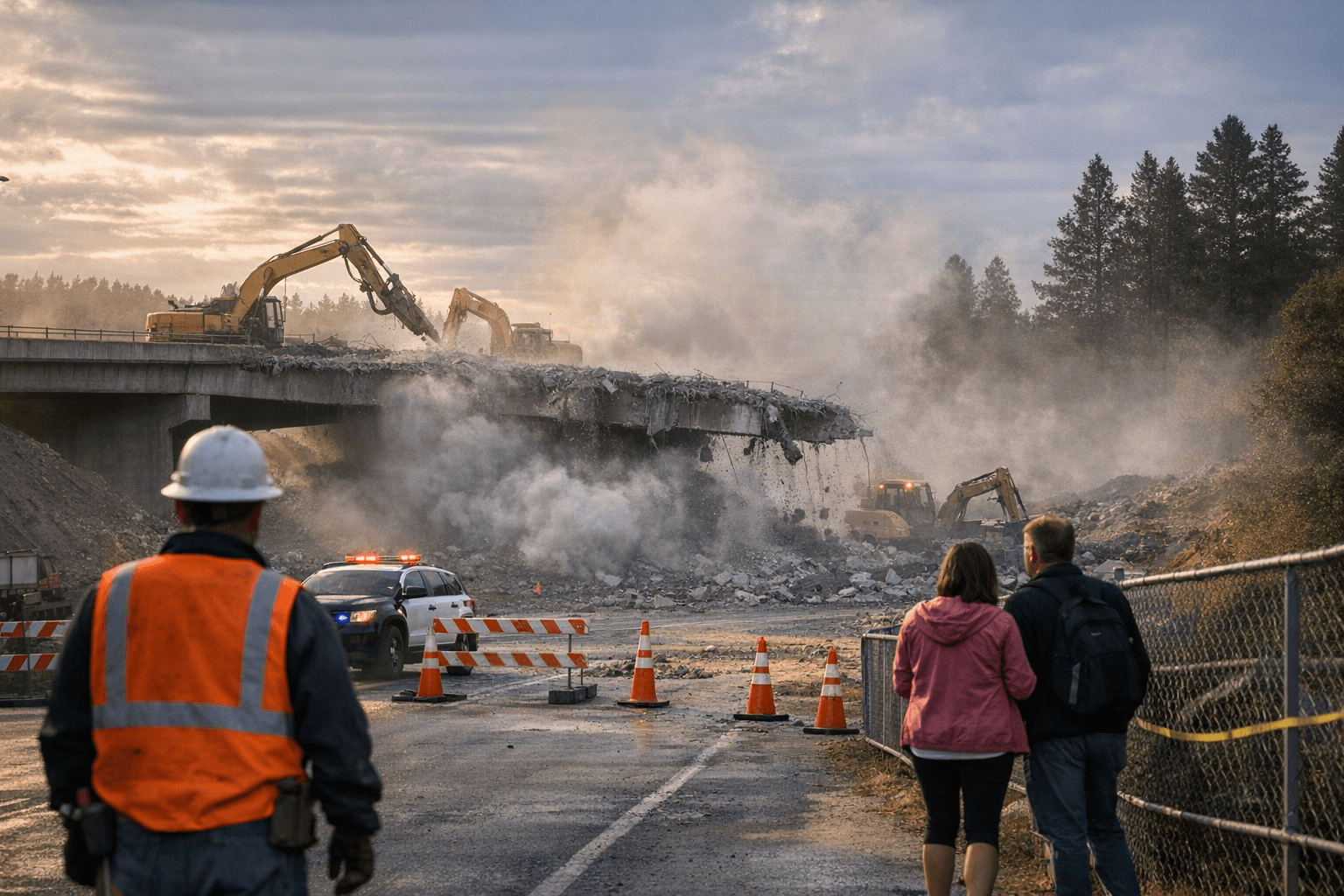 Bridge demolition closes Atlas Road and pedestrian path through Friday