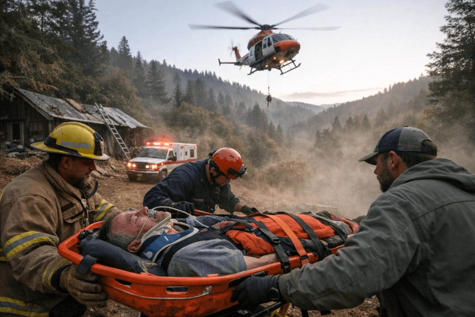 Man airlifted after 12-foot roof fall in remote Southern Humboldt