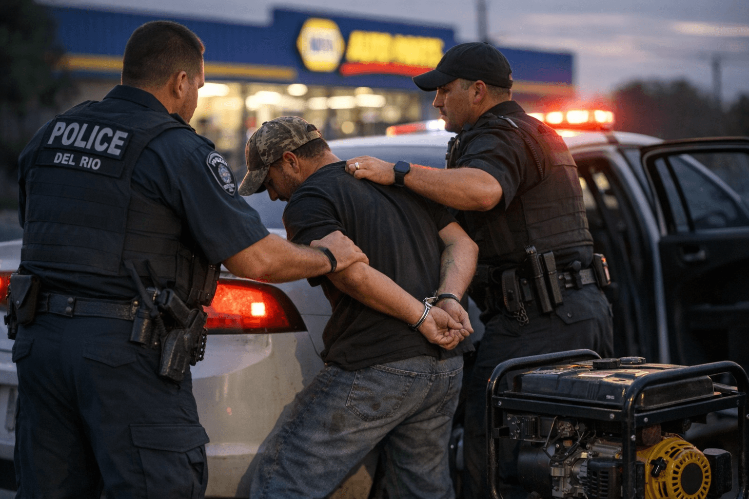 Del Rio officers arrest suspect after NAPA generator theft on Veterans Boulevard