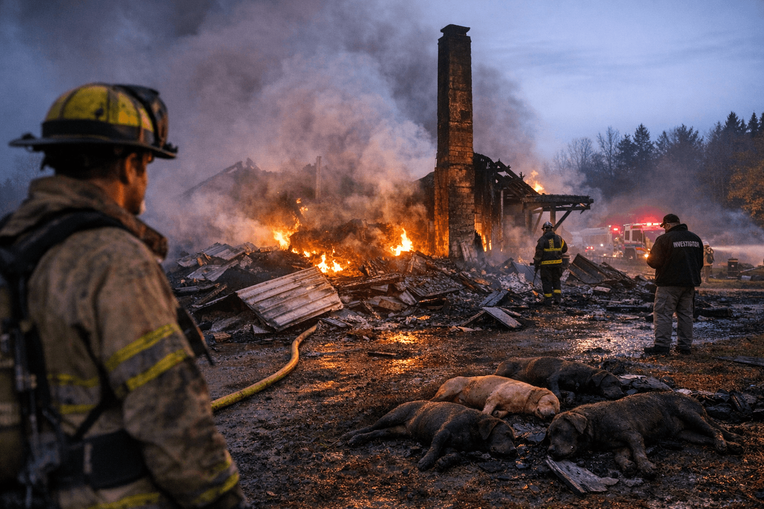 Perham Township shop fire kills four Labradors, destroys building