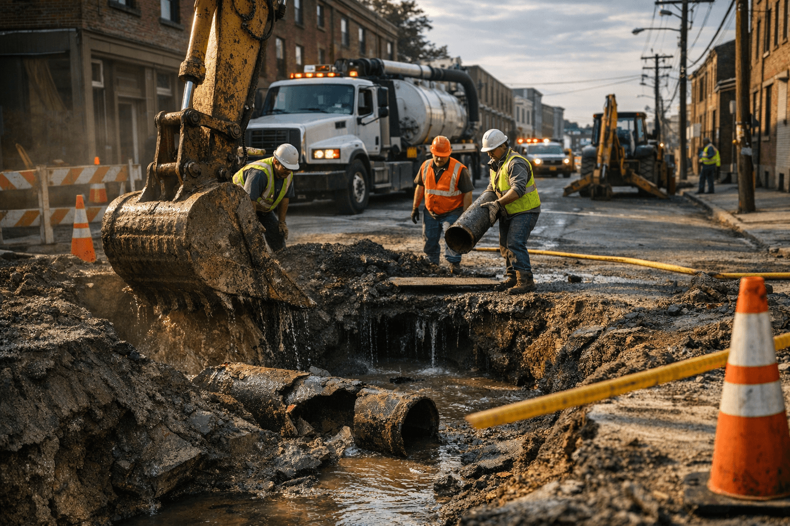 Emergency sewer repair closes South William Street in Newburgh