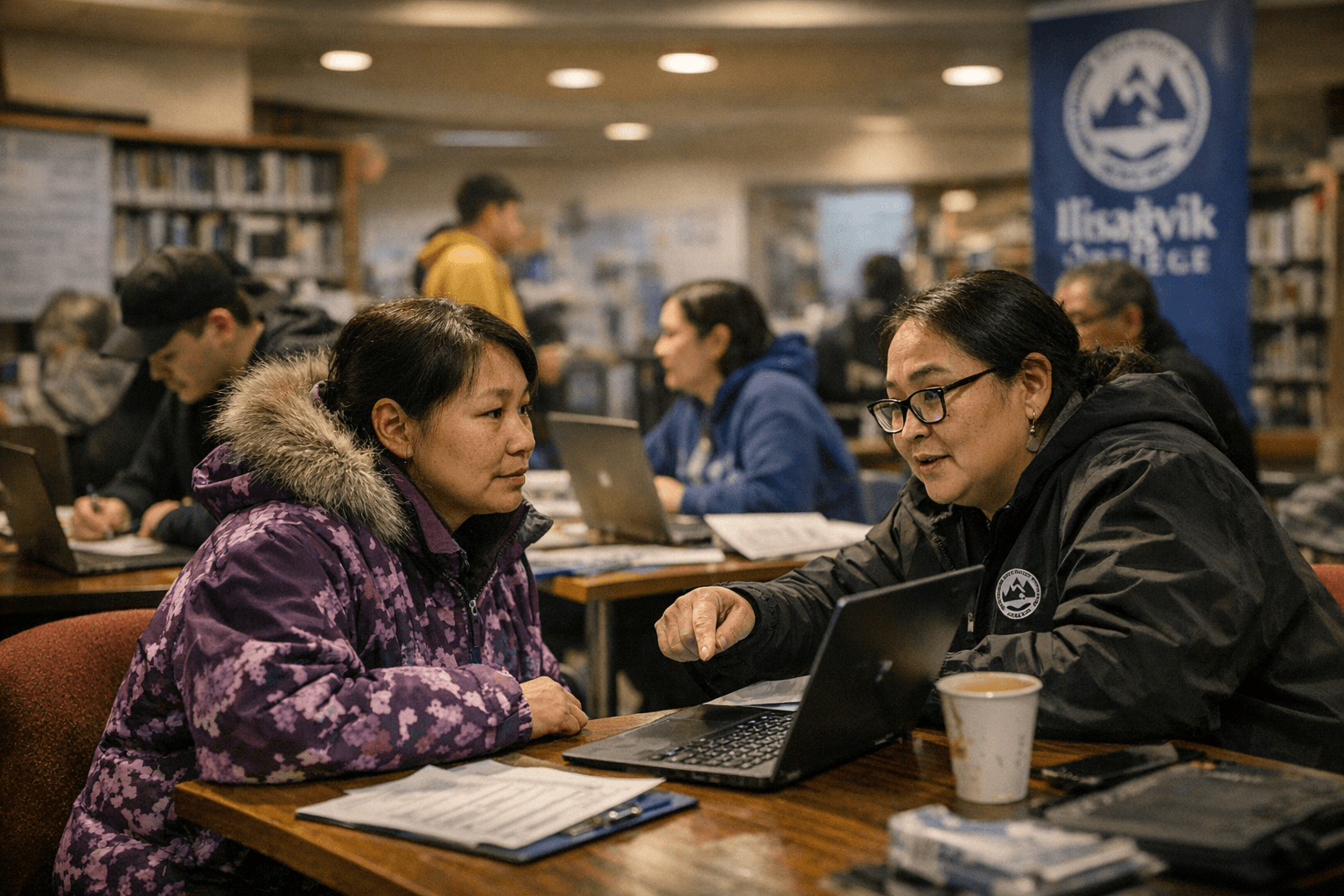 Iḷisaġvik College held spring registration event at Tuzzy Library in Utqiagvik