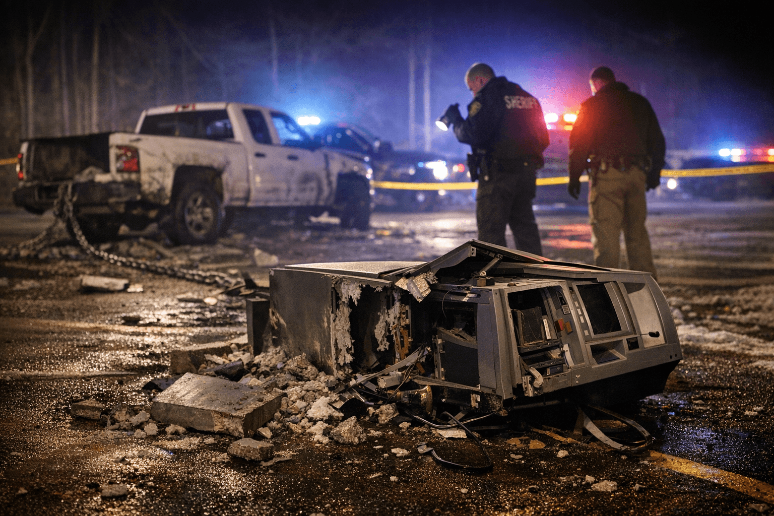 Stolen truck used to rip ATM from pedestal in Interlochen