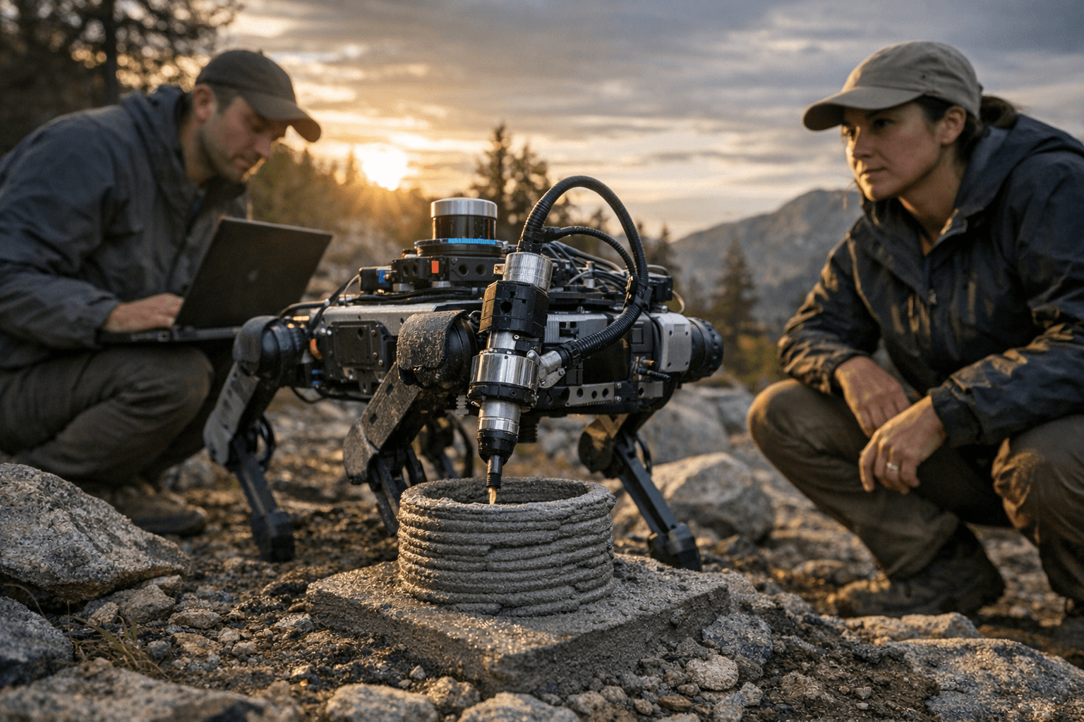 AI-driven hierarchical control enables sub-centimeter mobile 3D printing outdoors