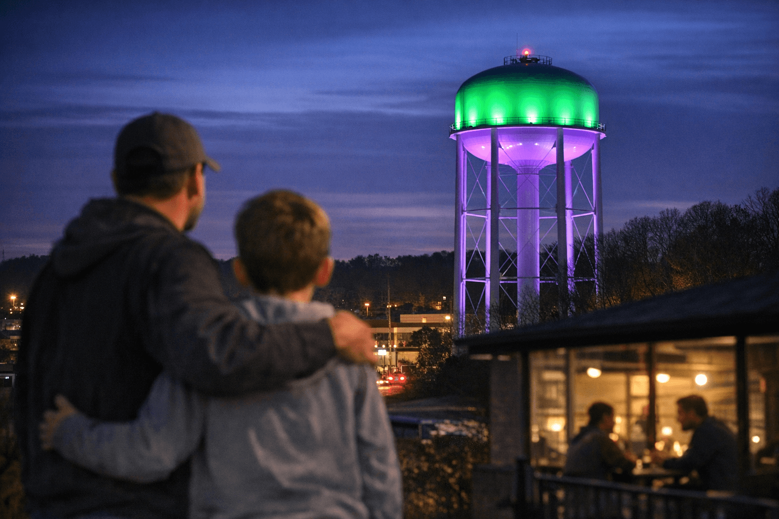 Cumming water tower lit to spotlight county mentoring needs
