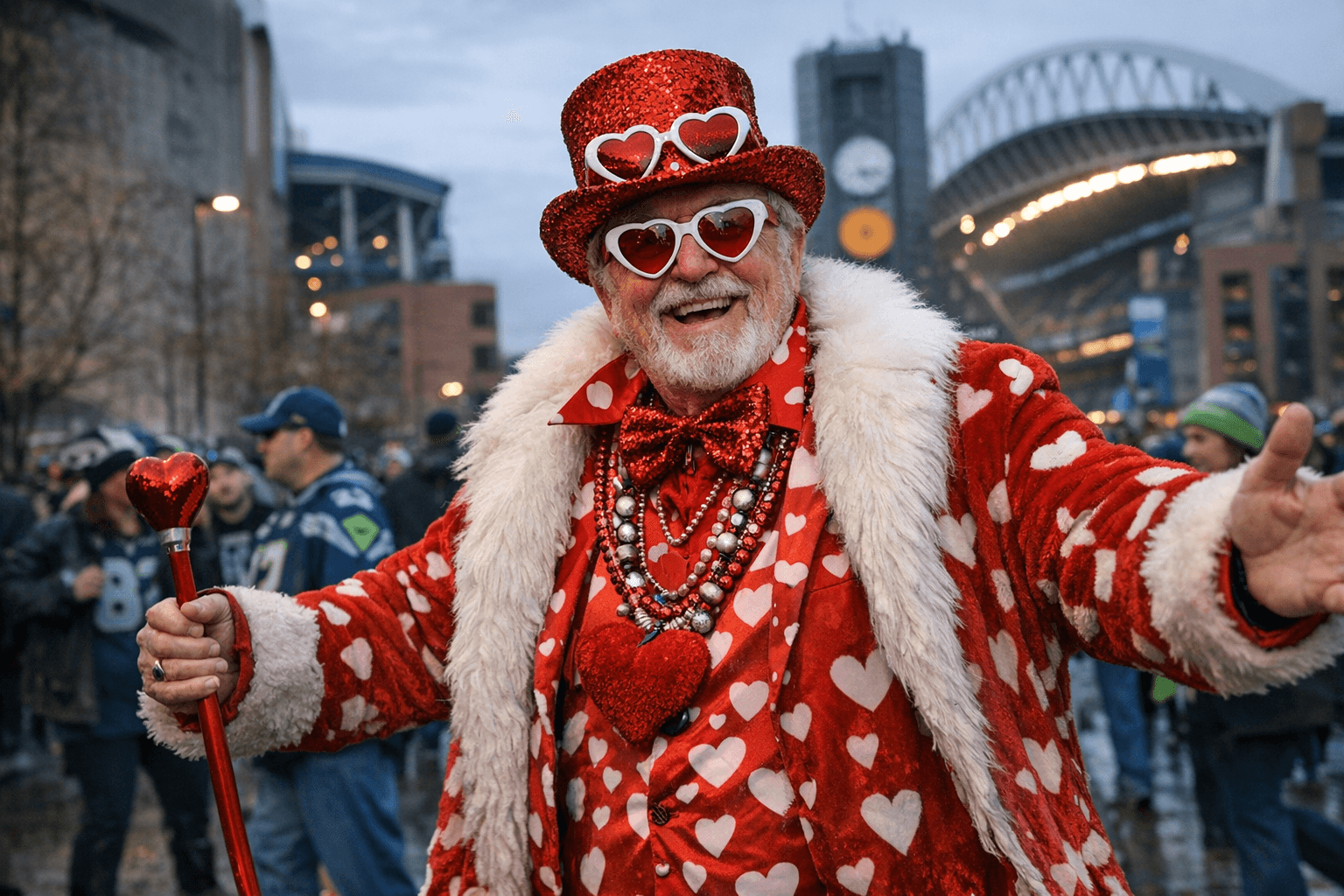 Langley’s “Mr. Love” heads to Seahawks playoff game in signature outfit