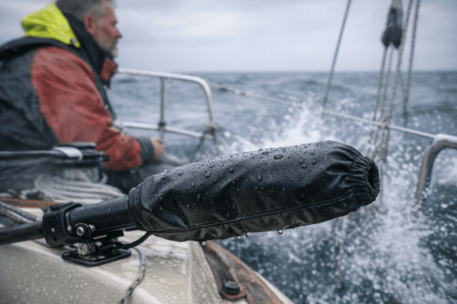 No-Sew tiller pilot cover keeps autopilots dry and serviceable