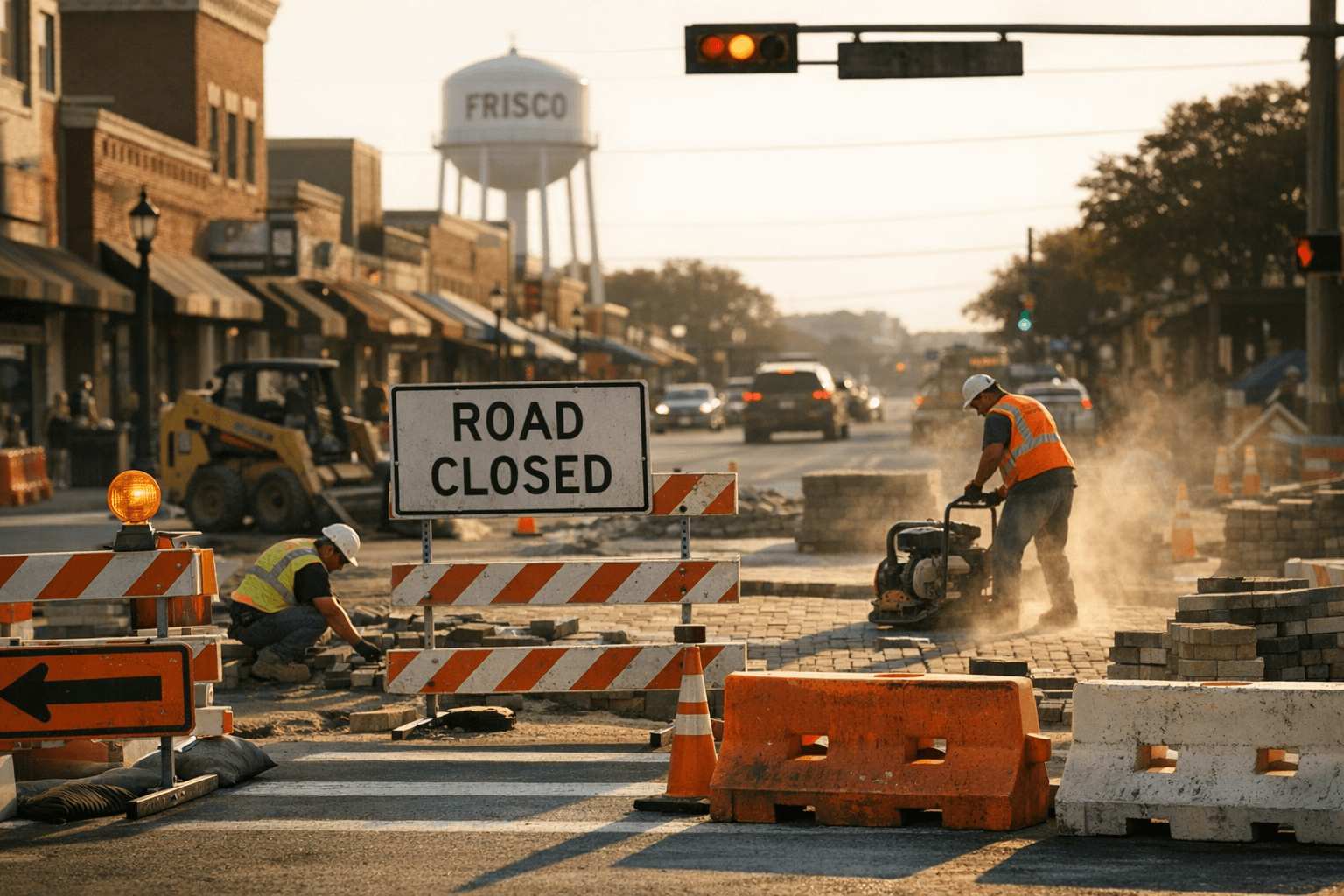 Frisco downtown closures block County Road turns during paver work
