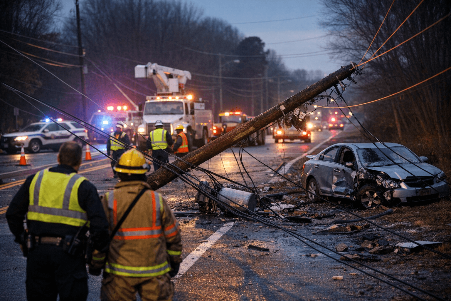 Two Greensboro Crashes Damage Utility Poles, Temporarily Close Multiple Roads
