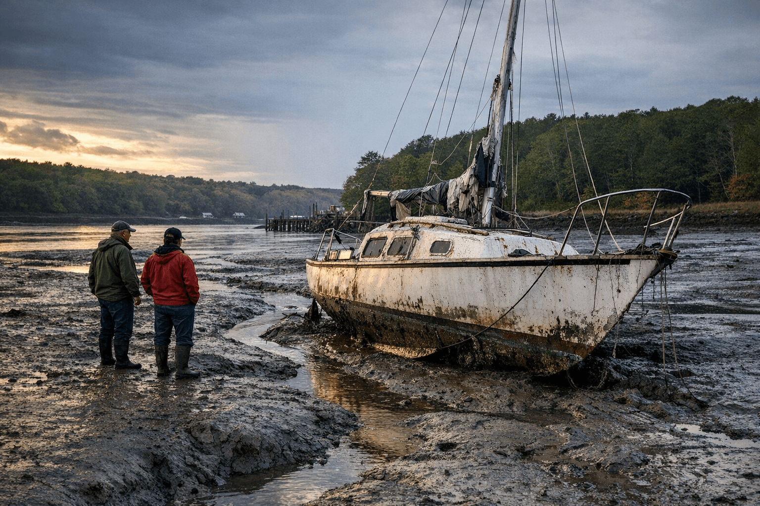 Abandoned Cape Dory Found in Woolwich Mudflats; Edgecomb Weighs Destruction