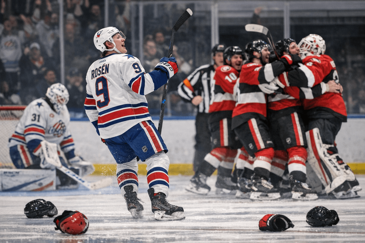 Rosén’s First AHL Hat Trick Caps Comeback, Amerks Lose 5-4 in OT