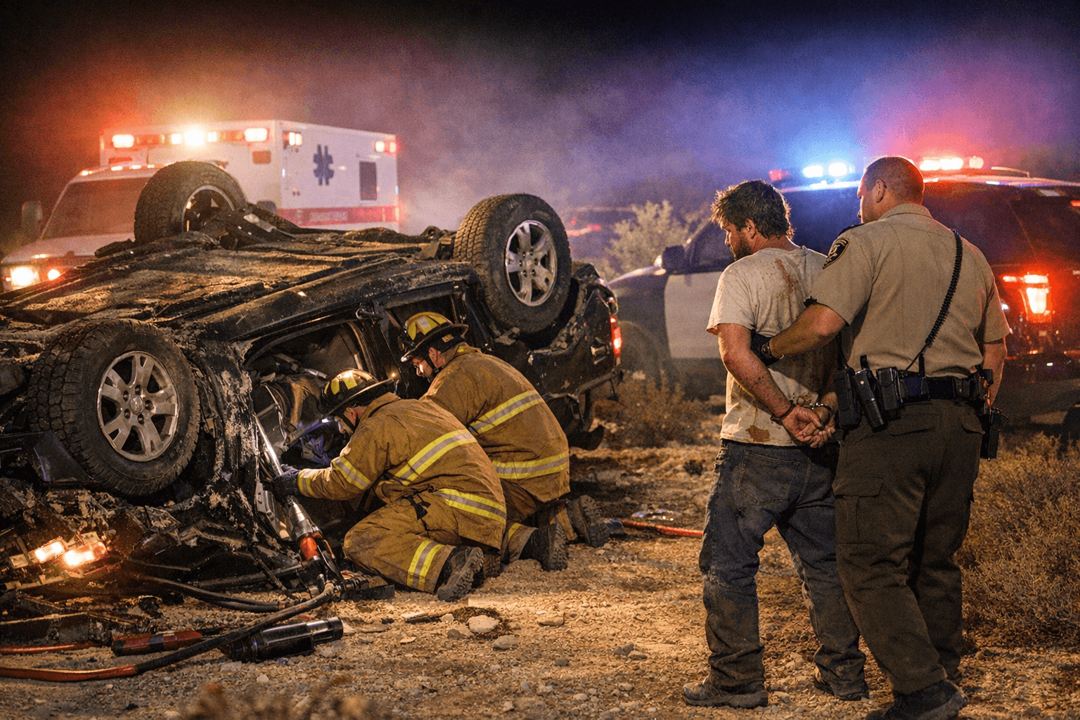 Pahrump Driver Extricated After Rollover and Arrested on DUI Charge
