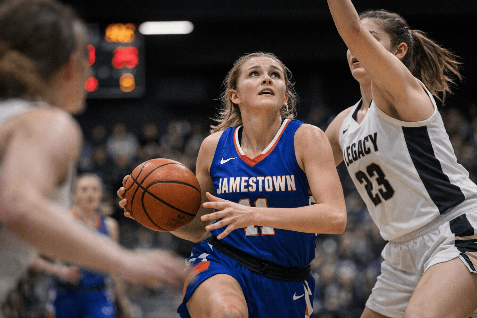 Neumiller's 21 Highlights Jamestown's Effort in 57-55 Loss to Legacy