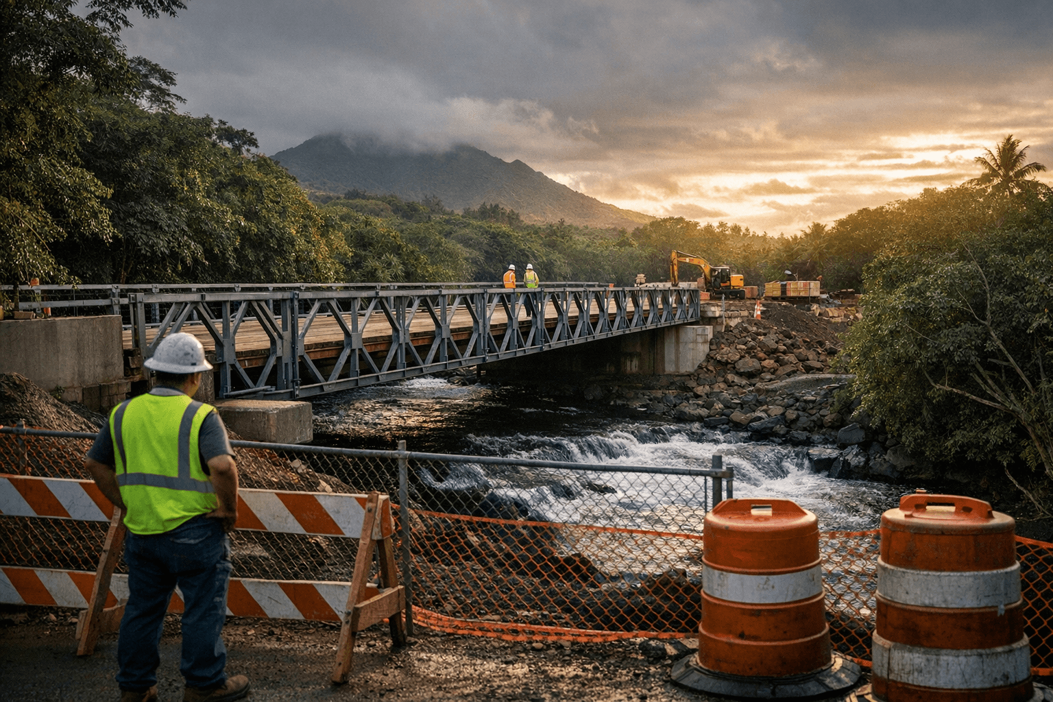 Anahola Temporary Bridge Expected to Reopen Mid-March; Vehicular Traffic Prohibited