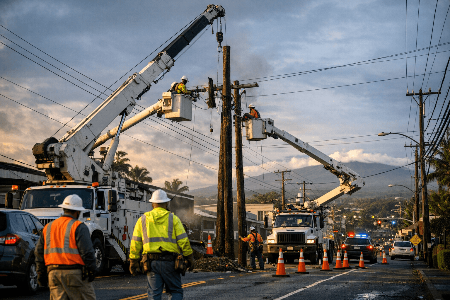 Hawaiian Electric Replaces Poles Jan. 20-21, Kīlauea Avenue Lane Closed