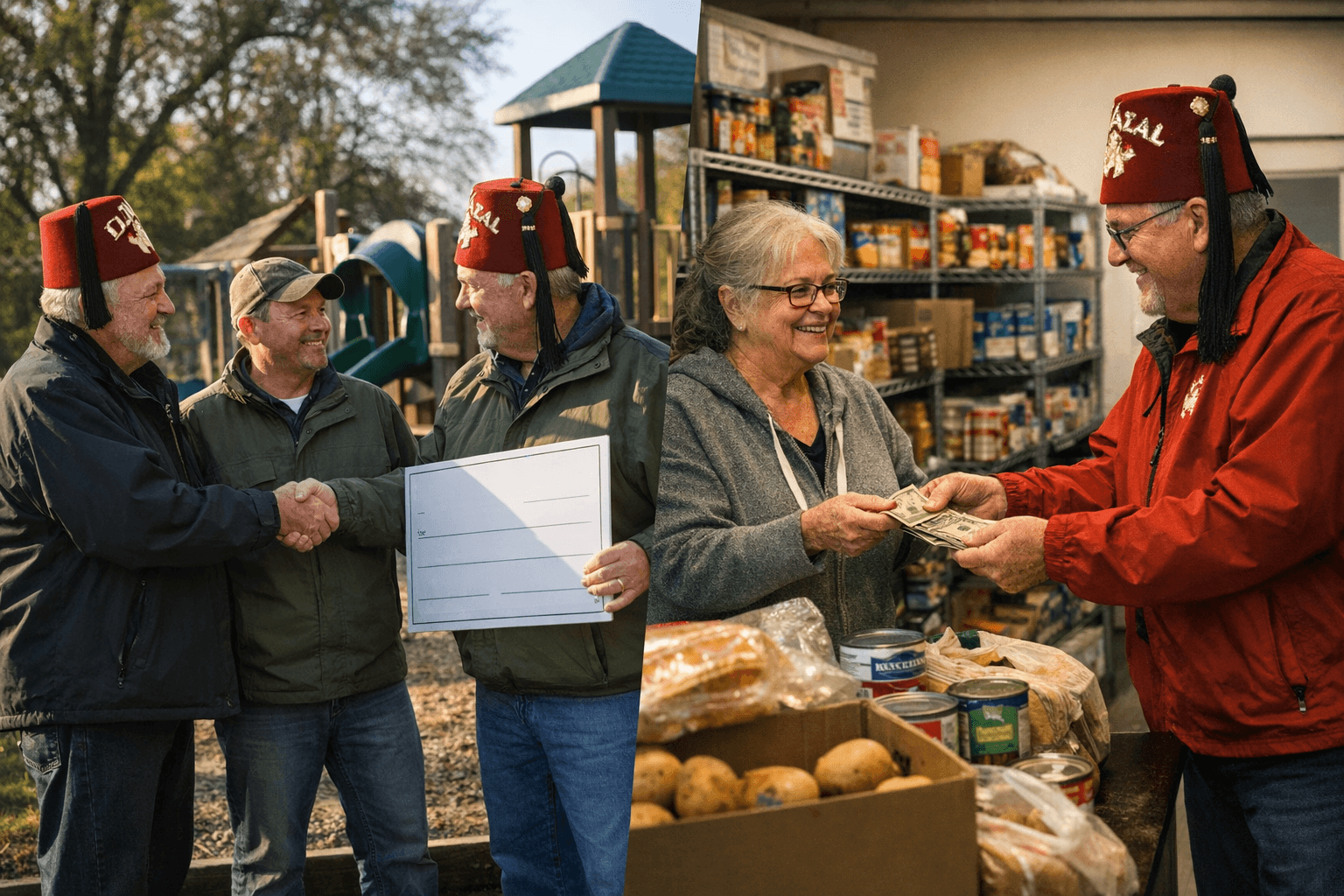 Jamestown El Zagal Mystics Donate $15,000 to Parks, $1,500 to Food Pantry