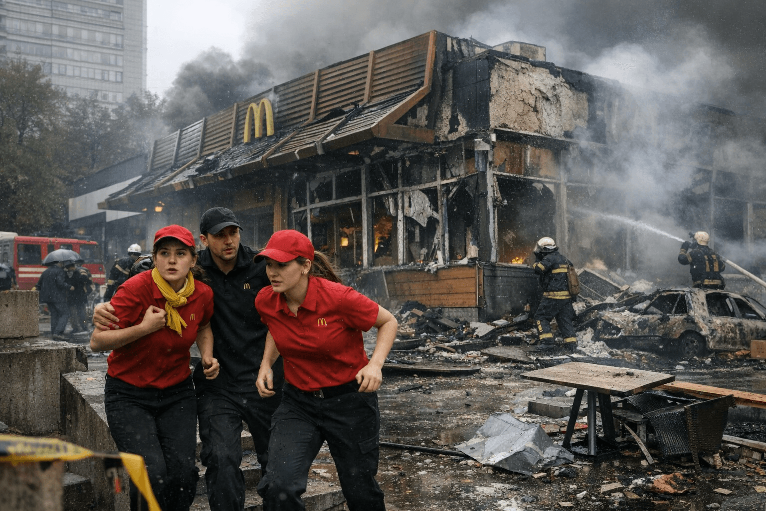Russian Strike Damages Kyiv’s Oldest McDonald’s; Employees Evacuated Under Safety Protocols