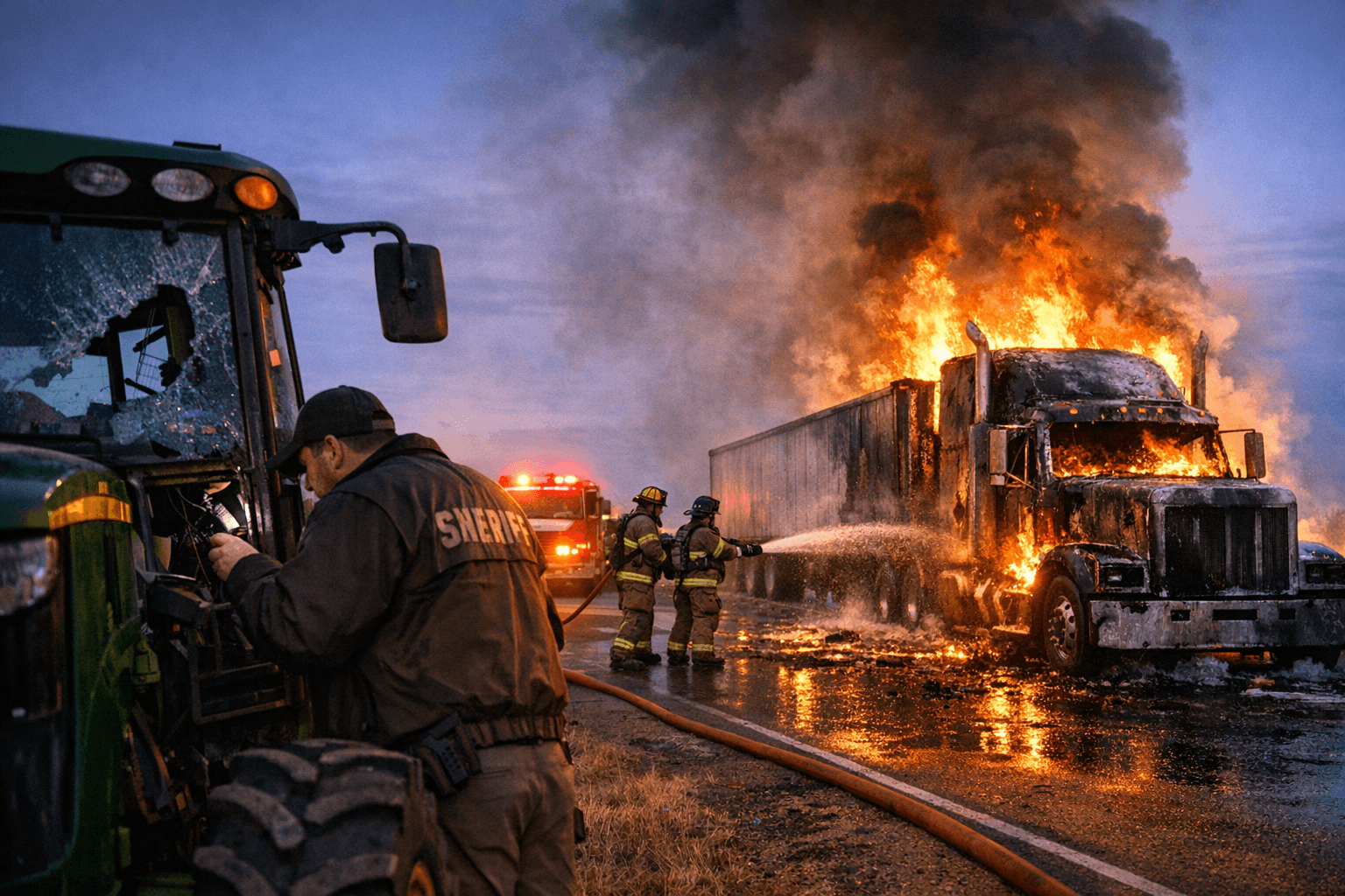 Logan County incident log: tractor vandalism probe, truck-trailer fire, false reporting summons