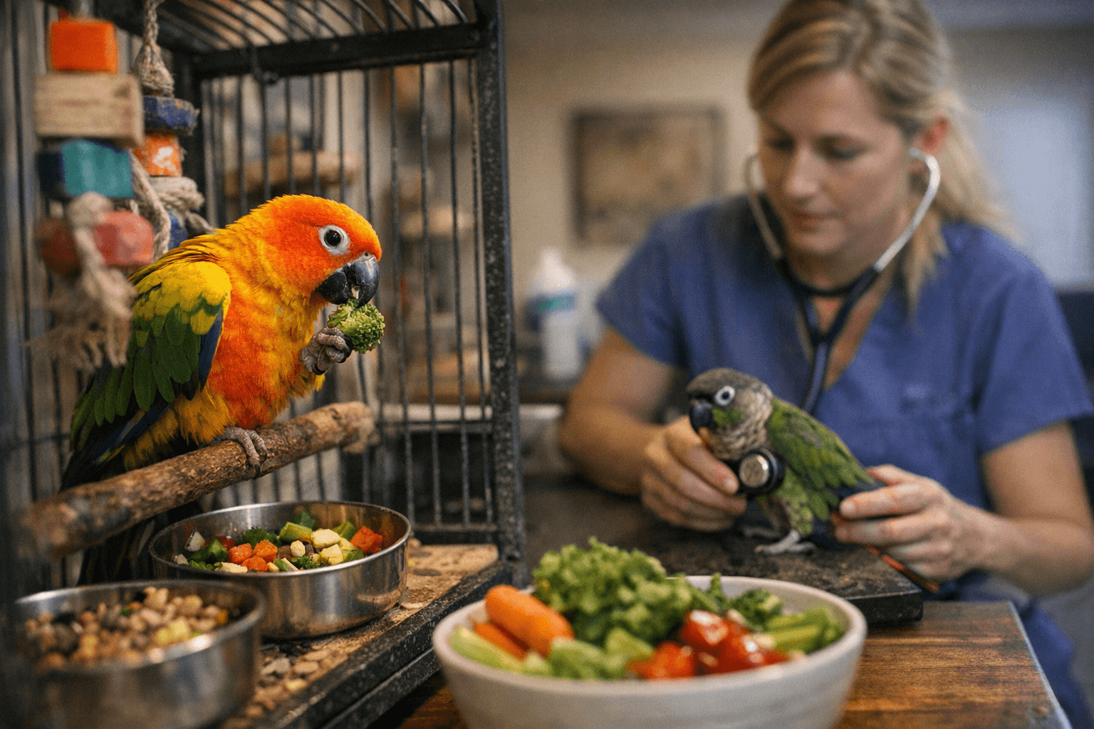 Complete Conure Care Guide: Housing, Diet, Enrichment, and Vet Warning Signs
