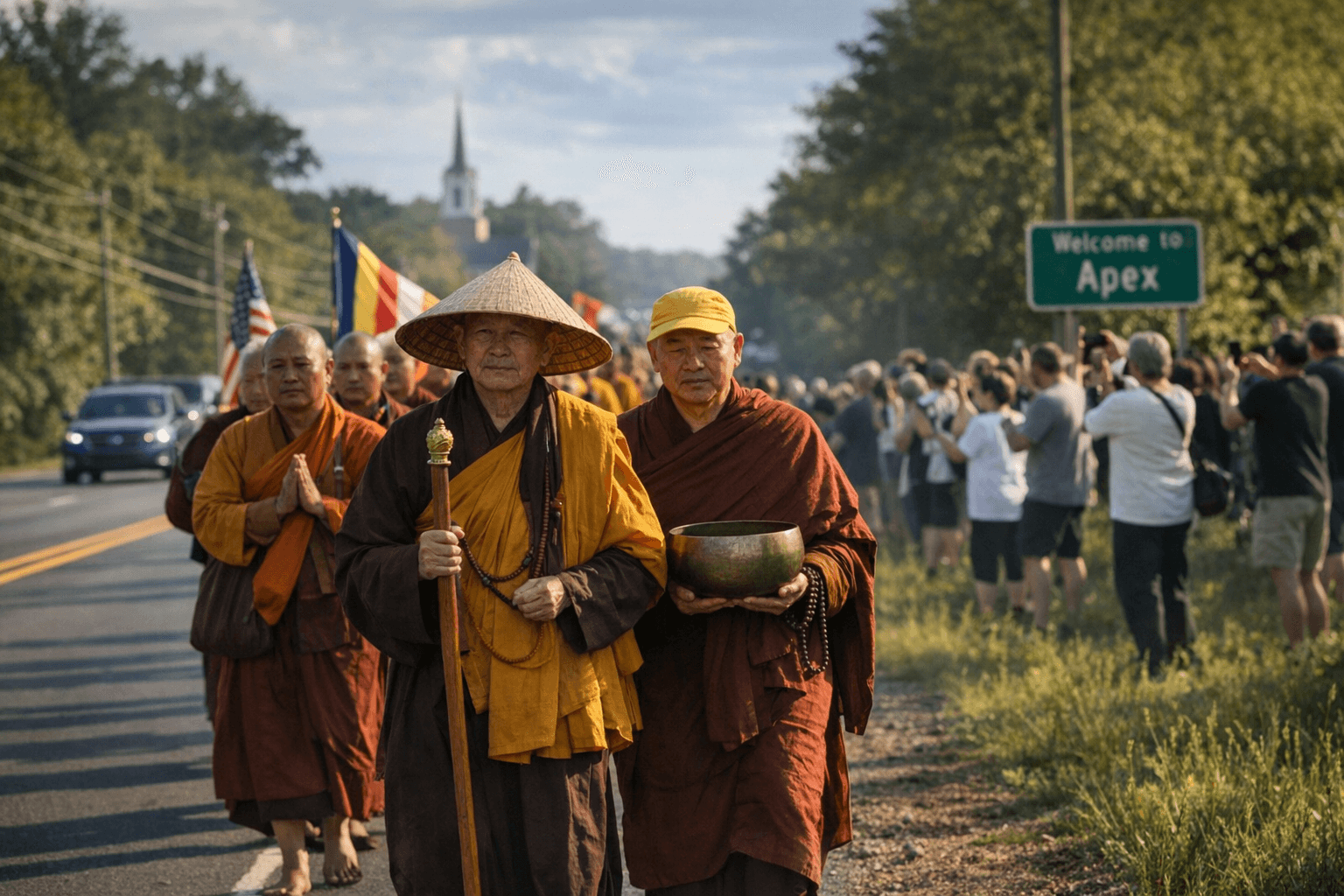Buddhist Walk for Peace Stops in Apex, Heads to Raleigh Capitol