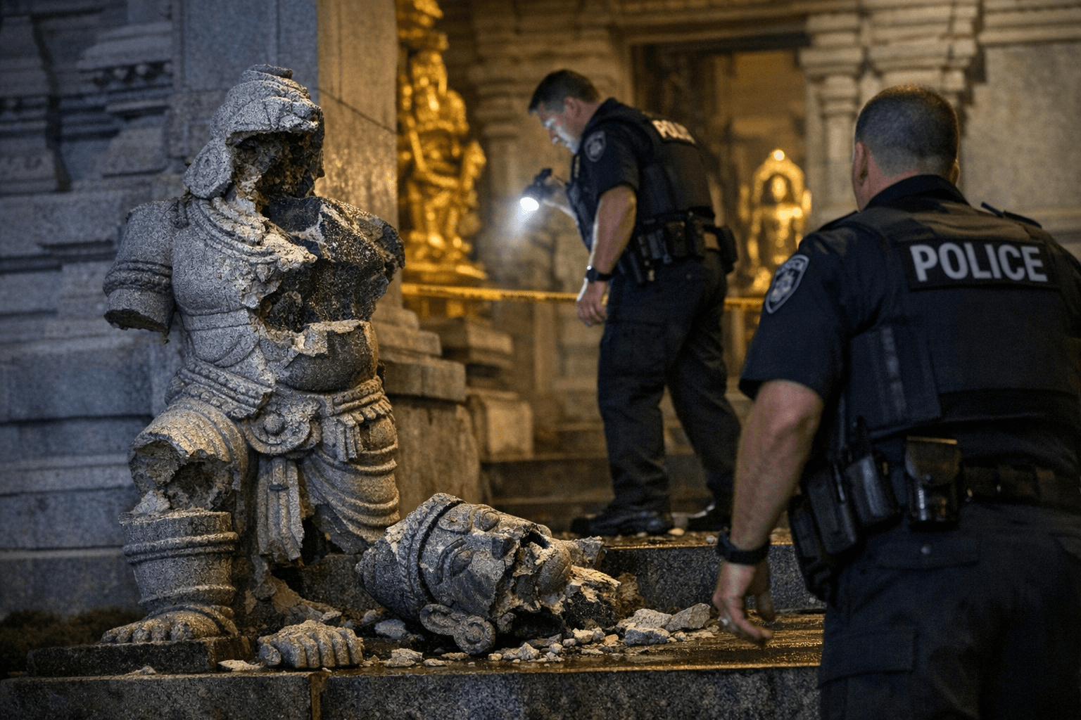Cary Police Seek Tips After Temple Dvarapalaka Statue Damaged