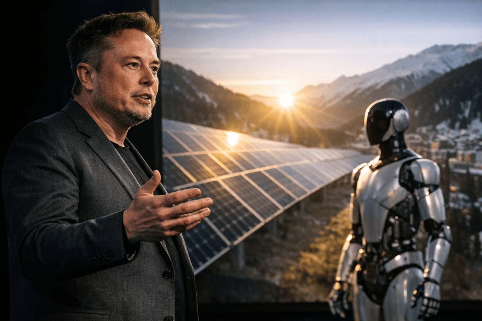 Musk tells Davos tariffs slow U.S. solar growth, highlights robot future