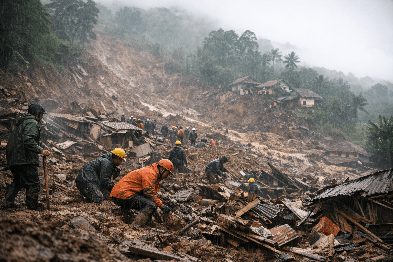 Torrential rains trigger deadly landslide in West Java village