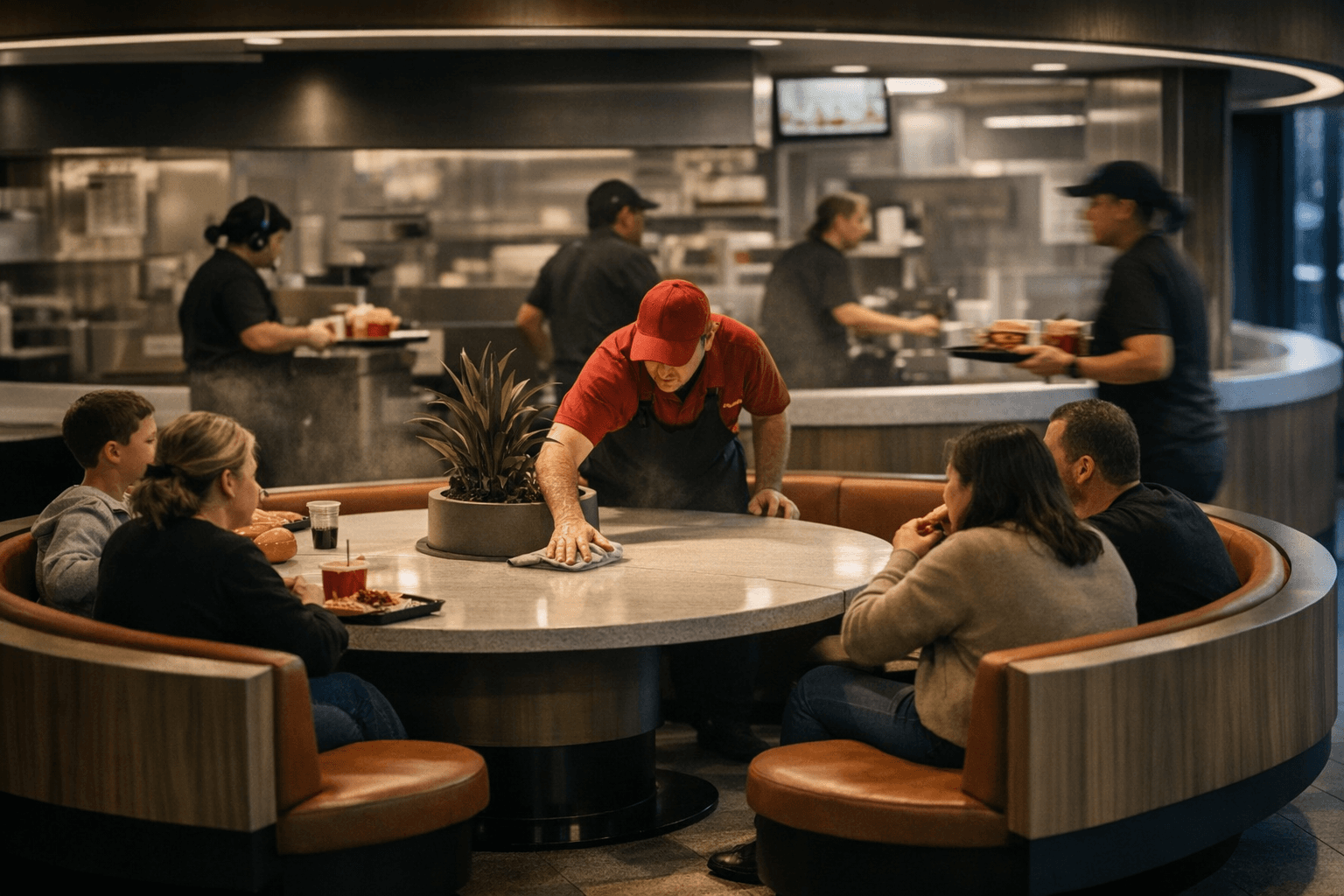 McDonald's Luna concept centers circular seating, hints at staff workflow changes