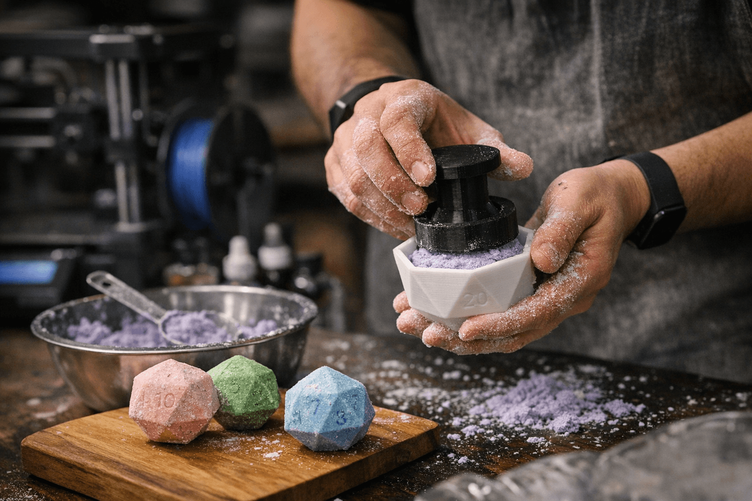 Make Custom Bath Bombs with Adafruit's 3D-Printed D20 Plunger Molds